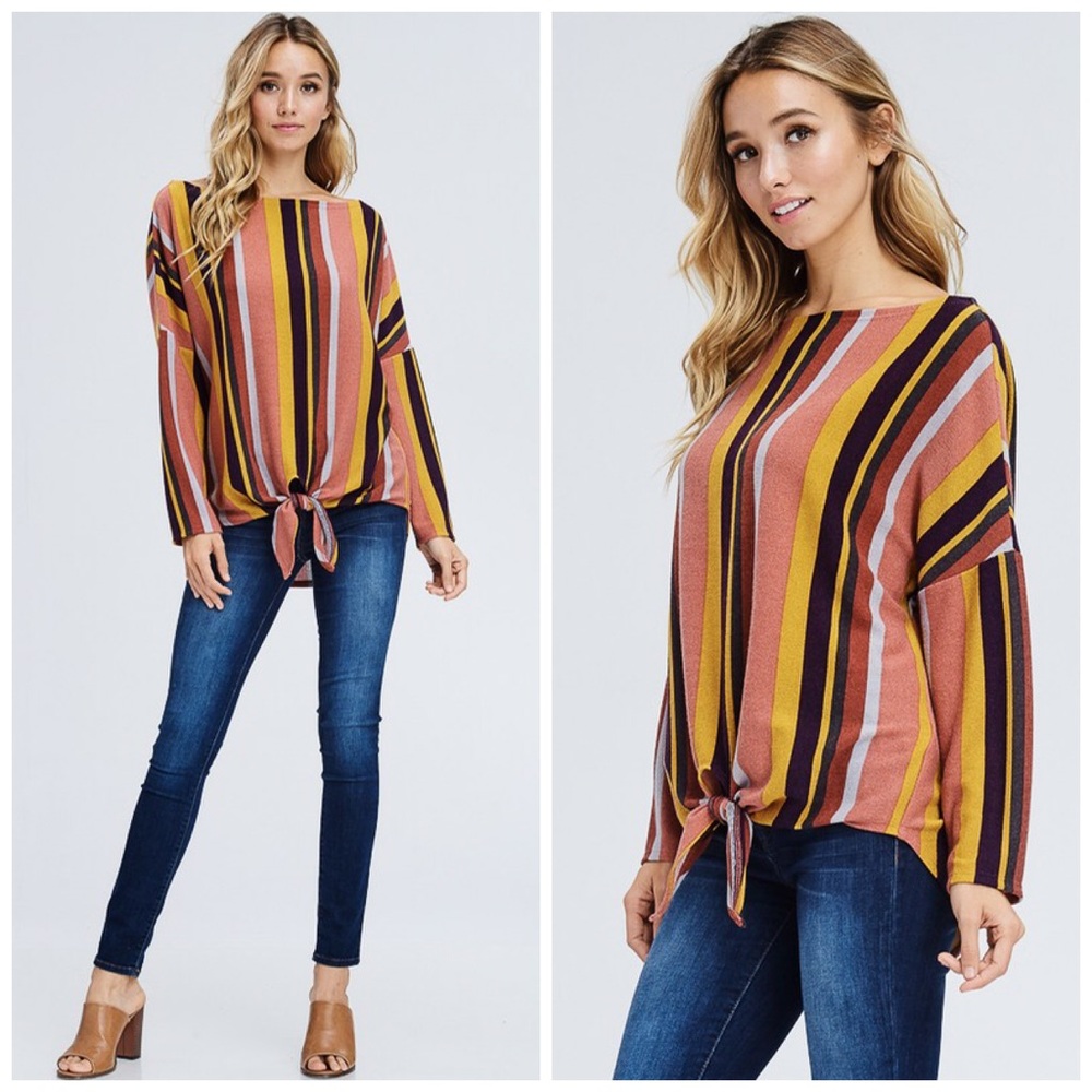 ❤️LAST 1! Super Soft Fall Colors Front Tie Top! - Picture 7 of 8